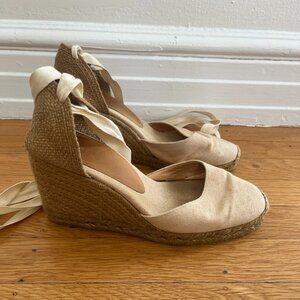 Castañer Carina 85mm espadrille wedges in Nude - size 38